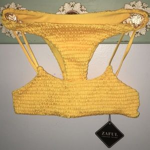 Yellow scrunched Zaful bathing suit